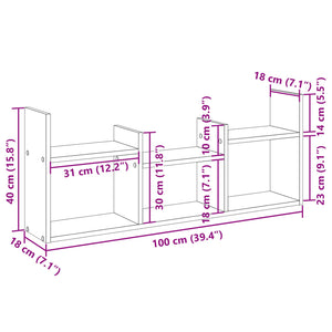 vidaXL Wall Cabinet 100x18x40 cm White Engineered Wood