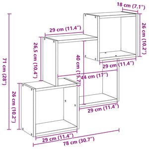 vidaXL Wall Cabinet 78x18x71 cm White Engineered Wood