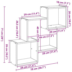 vidaXL Wall Cabinet 78x18x71 cm Black Engineered Wood