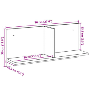 vidaXL Wall Cabinet 70x16.5x30 cm Black Engineered Wood