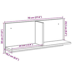 vidaXL Wall Cabinet 70x16.5x30 cm Concrete Grey Engineered Wood