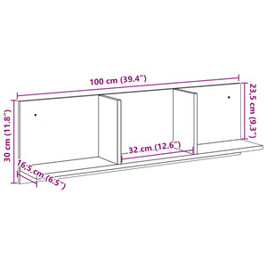 vidaXL Wall Cabinet 100x16.5x30 cm Smoked Oak Engineered Wood