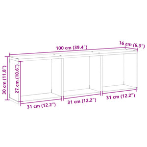 vidaXL Wall Cabinet 100x16x30 cm White Engineered Wood