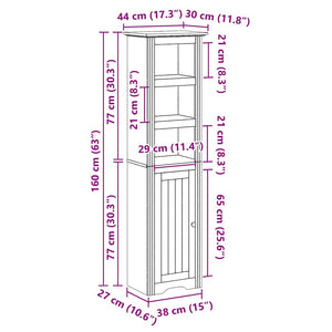 vidaXL Bathroom Cabinet BODO White 44x30x160 cm