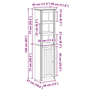 vidaXL Bathroom Cabinet BODO Grey 44x30x160 cm