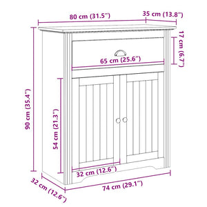 vidaXL Hallway Cabinet BODO White 80x35x90 cm