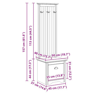 vidaXL Hallway Cabinet with Hooks BODO White and Brown 50x40x157 cm