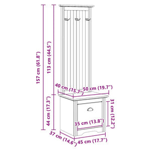 vidaXL Hallway Cabinet with Hooks BODO Grey 50x40x157 cm