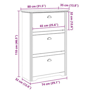 vidaXL Shoe Rack BODO White 80x35x118 cm