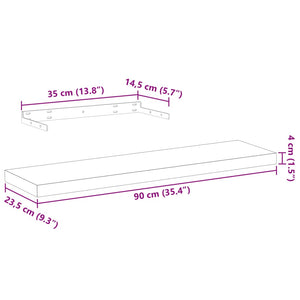 vidaXL Floating Shelves 4 pcs 90x23.5x4 cm Engineered Wood