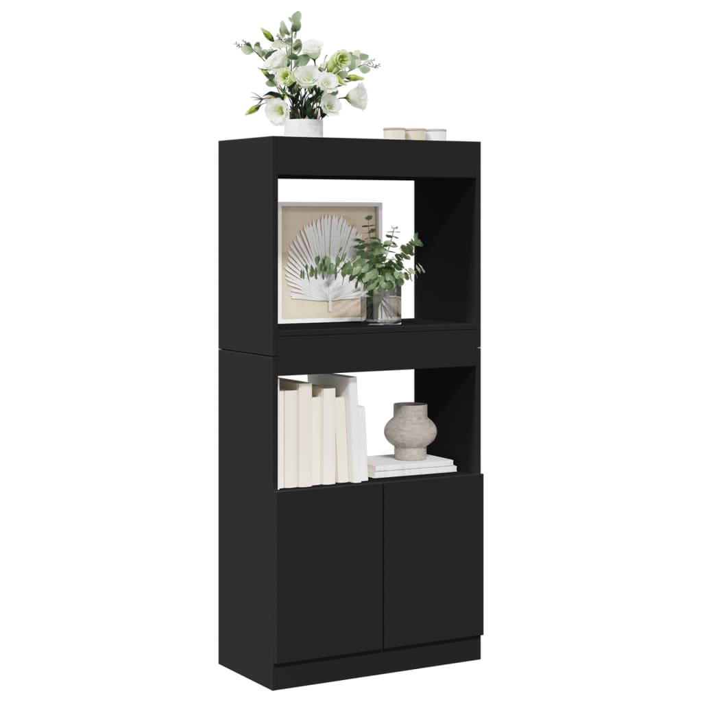 vidaXL Highboard Black 63x33x140 cm Engineered Wood