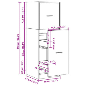 vidaXL Apothecary Cabinet Grey Sonoma 40x41x118 cm Engineered Wood