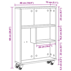 vidaXL Narrow Storage Trolley White 48x13x68 cm Engineered Wood