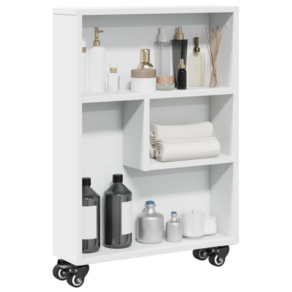 vidaXL Narrow Storage Trolley White 48x13x68 cm Engineered Wood