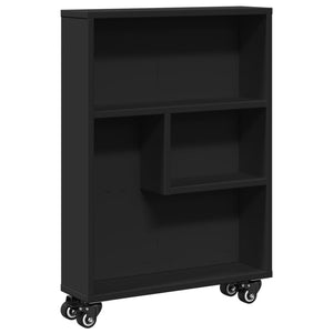 vidaXL Narrow Storage Trolley Black 48x13x68 cm Engineered Wood