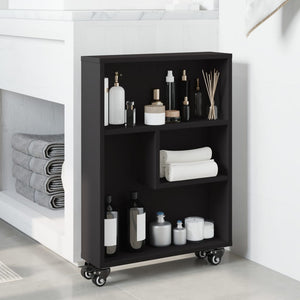 vidaXL Narrow Storage Trolley Black 48x13x68 cm Engineered Wood