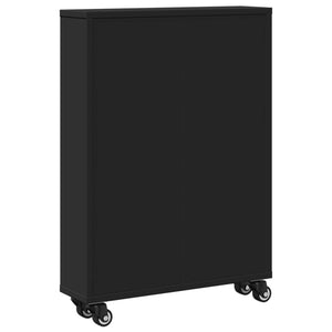 vidaXL Narrow Storage Trolley Black 48x13x68 cm Engineered Wood