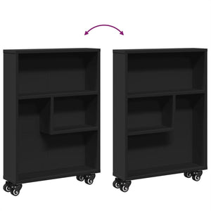 vidaXL Narrow Storage Trolley Black 48x13x68 cm Engineered Wood