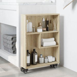 vidaXL Narrow Storage Trolley Sonoma Oak 48x13x68 cm Engineered Wood