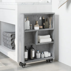 vidaXL Narrow Storage Trolley Concrete Grey 48x13x68 cm Engineered Wood