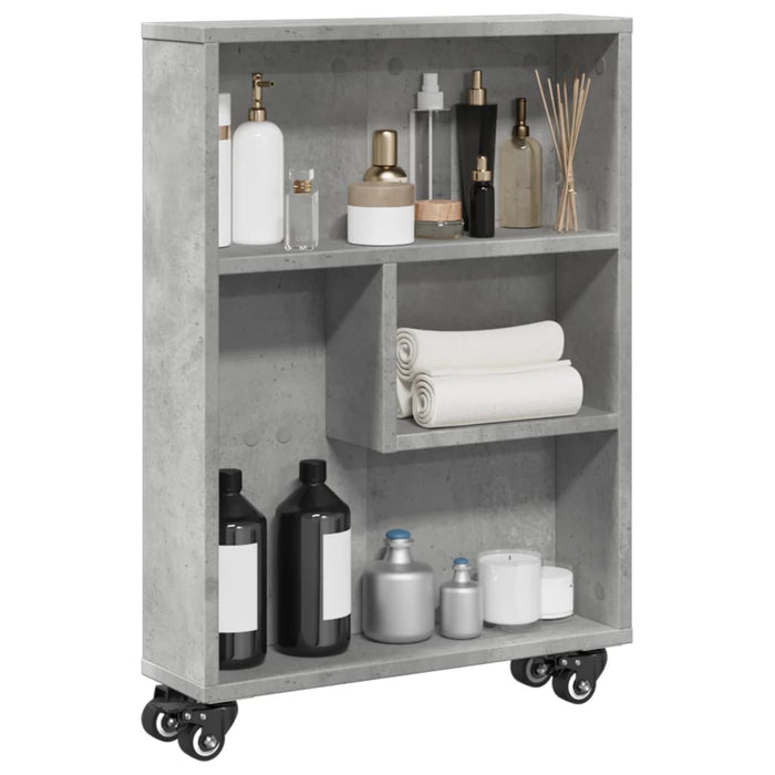 vidaXL Narrow Storage Trolley Concrete Grey 48x13x68 cm Engineered Wood