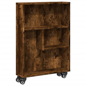 vidaXL Narrow Storage Trolley Smoked Oak 48x13x68 cm Engineered Wood