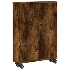 vidaXL Narrow Storage Trolley Smoked Oak 48x13x68 cm Engineered Wood