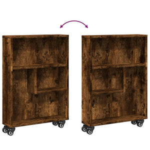 vidaXL Narrow Storage Trolley Smoked Oak 48x13x68 cm Engineered Wood