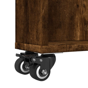 vidaXL Narrow Storage Trolley Smoked Oak 48x13x68 cm Engineered Wood