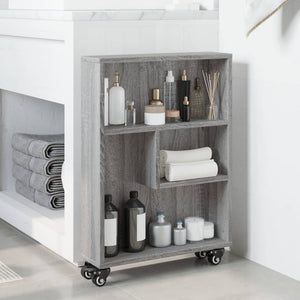 vidaXL Narrow Storage Trolley Grey Sonoma 48x13x68 cm Engineered Wood