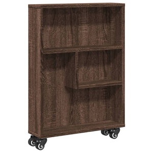 vidaXL Narrow Storage Trolley Brown Oak 48x13x68 cm Engineered Wood