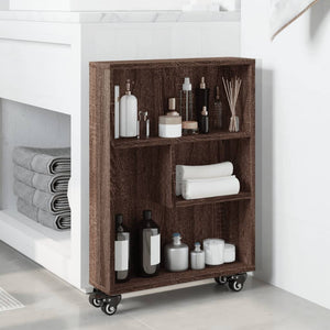 vidaXL Narrow Storage Trolley Brown Oak 48x13x68 cm Engineered Wood