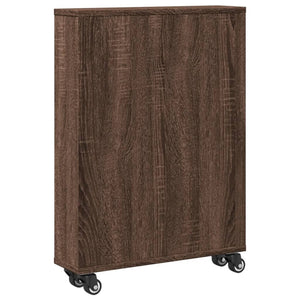 vidaXL Narrow Storage Trolley Brown Oak 48x13x68 cm Engineered Wood