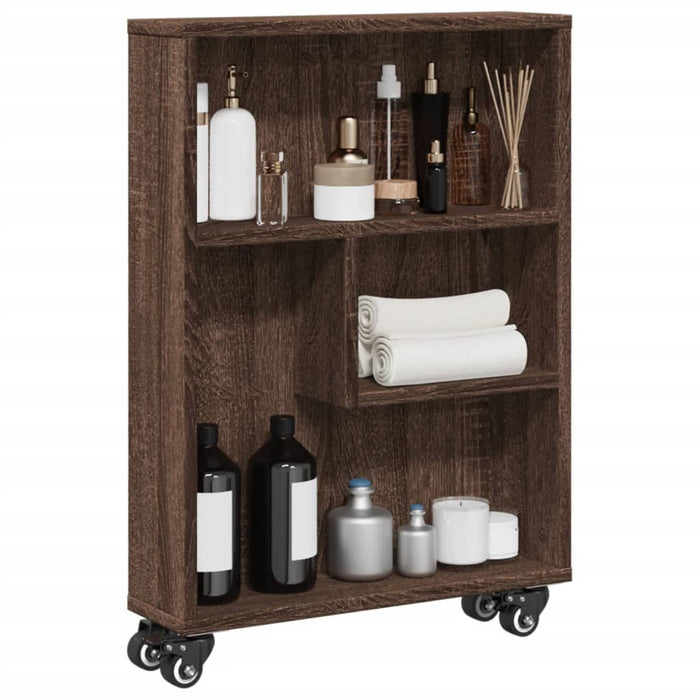 vidaXL Narrow Storage Trolley Brown Oak 48x13x68 cm Engineered Wood