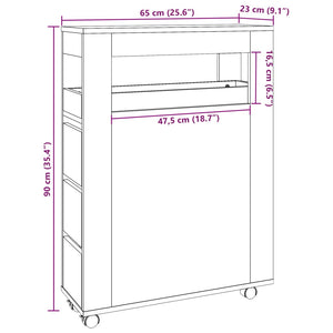 vidaXL Narrow Bathroom Cabinet with Wheels Old Wood Engineered Wood