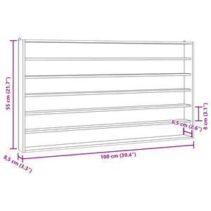 vidaXL Wall Display Cabinet with 6 Shelves 100x8.5x55 cm