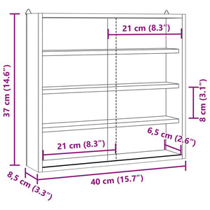 vidaXL Wooden Collector's Display Case with Doors 40x8.5x37cm