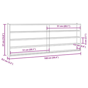 vidaXL Wall Display Cabinet with Doors 100x8.5x37 cm