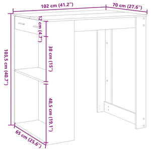 vidaXL Bar Table White 102x70x103.5 cm Engineered Wood