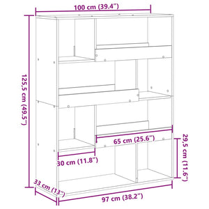 vidaXL Bookcase White 100x33x125.5 cm Engineered Wood