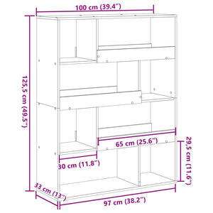 vidaXL Bookcase Concrete Grey 100x33x125.5 cm Engineered Wood