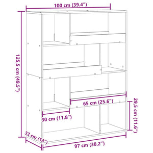 vidaXL Bookcase Brown Oak 100x33x125.5 cm Engineered Wood