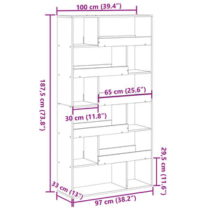 vidaXL Bookcase Black 100x33x187.5 cm Engineered Wood