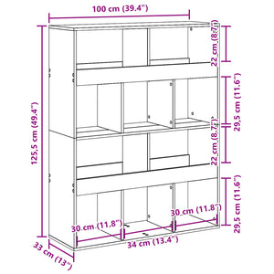 vidaXL Bookcase White 100x33x125.5 cm Engineered Wood