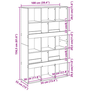 vidaXL Bookcase Black 100x33x156.5 cm Engineered Wood