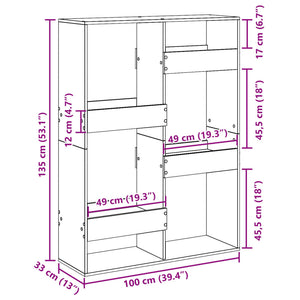 vidaXL Bookcase White 100x33x135 cm Engineered Wood