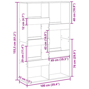 vidaXL Bookcase Sonoma Oak 100x33x155.5 cm Engineered Wood