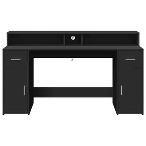 vidaXL Desk with LED Lights Black 160x55x91 cm Engineered Wood