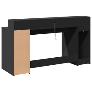 vidaXL Desk with LED Lights Black 160x55x91 cm Engineered Wood