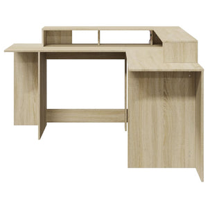 vidaXL Desk with LED Lights Sonoma Oak 152x152x91 cm Engineered Wood